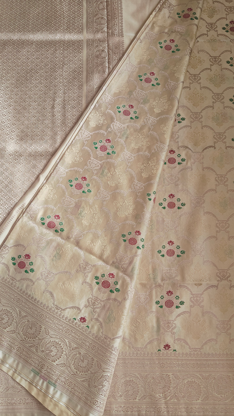 Pastel Meenakaari Tanchoi Silk Saree