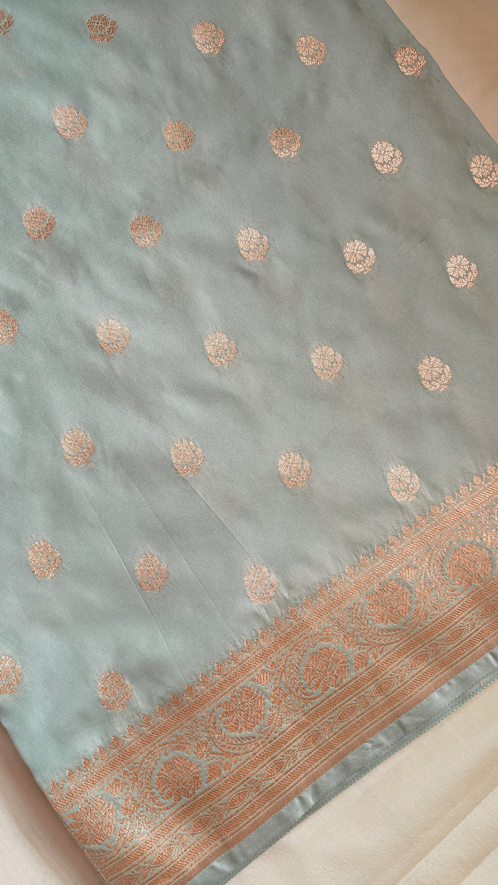 Pastel Green with small Booti Saree