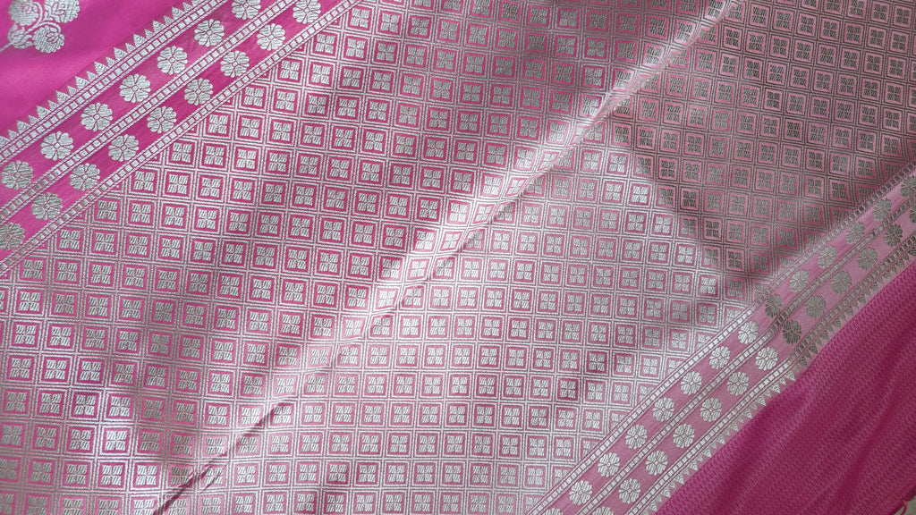 Pastel Pink Silver Zari Saree