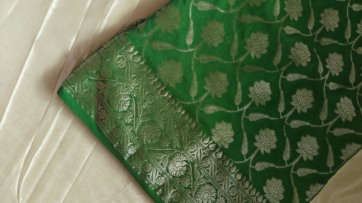 Green Georgette Banarasi Saree