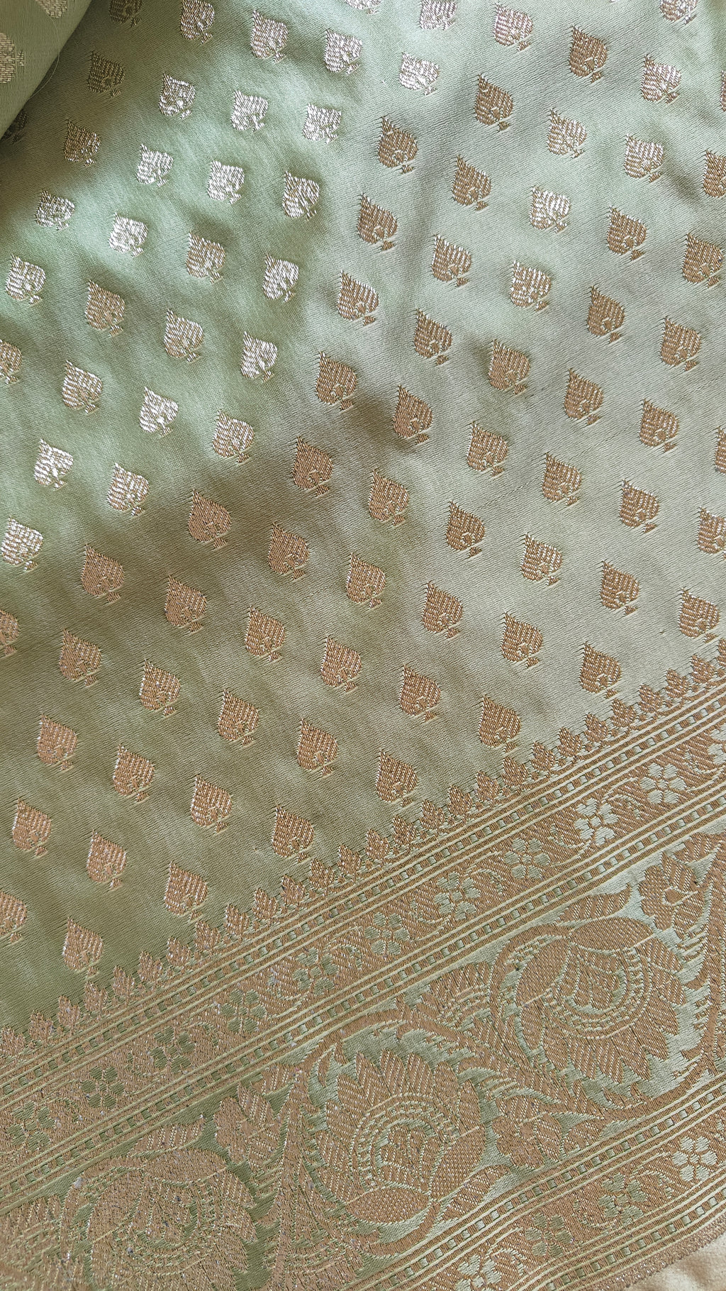 Pastel Green Silver Zari Saree