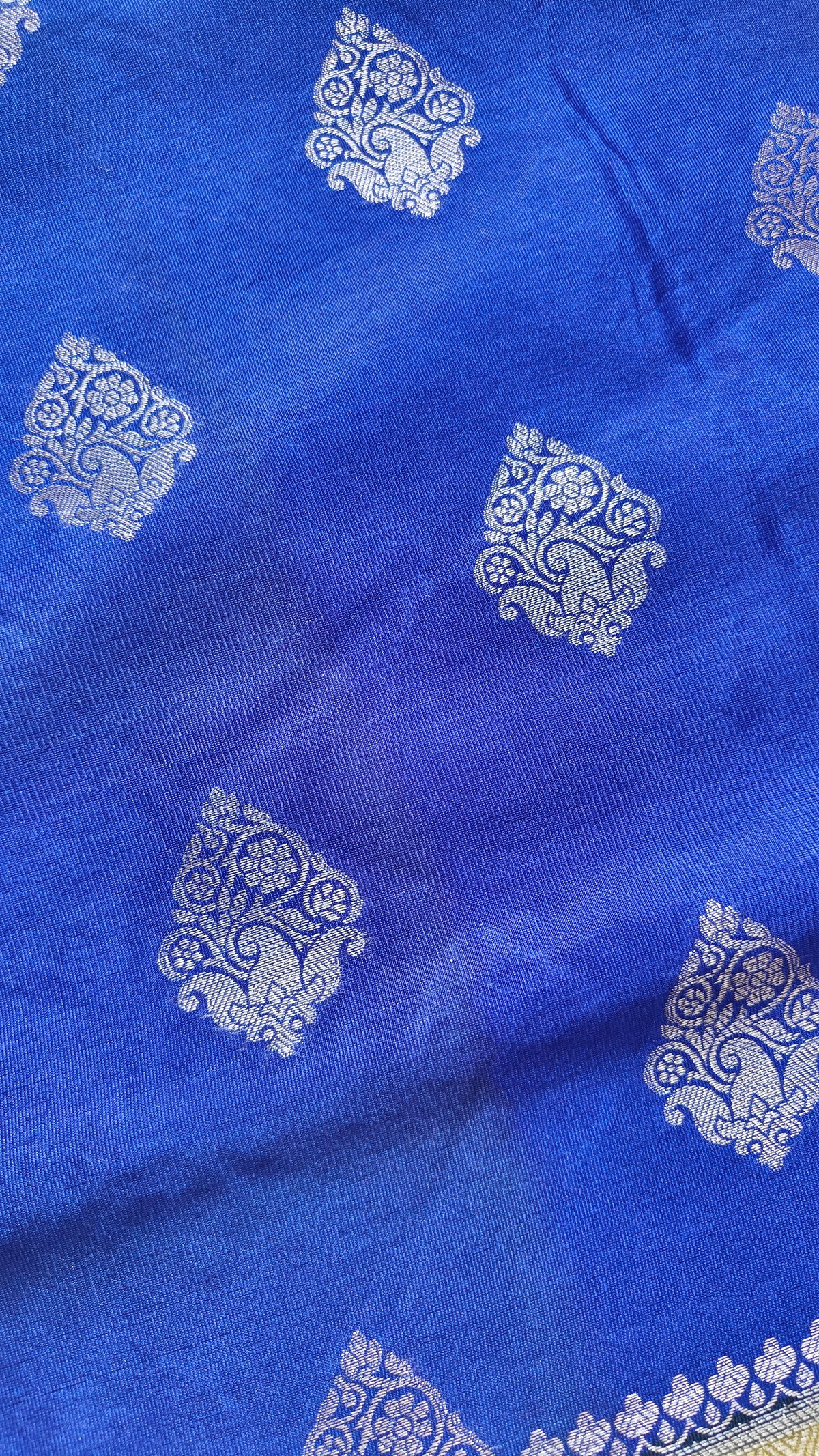 Yellow Blue Banarasi Silk Saree