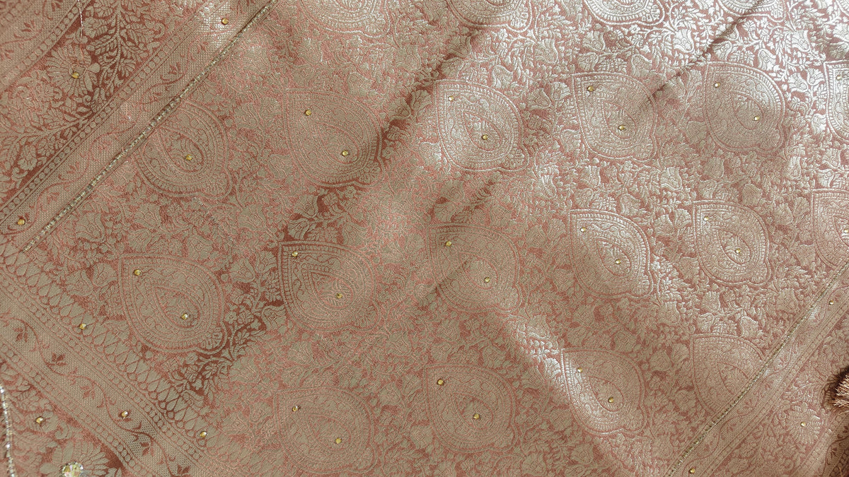 Rust Butter Crepe Handwork Saree
