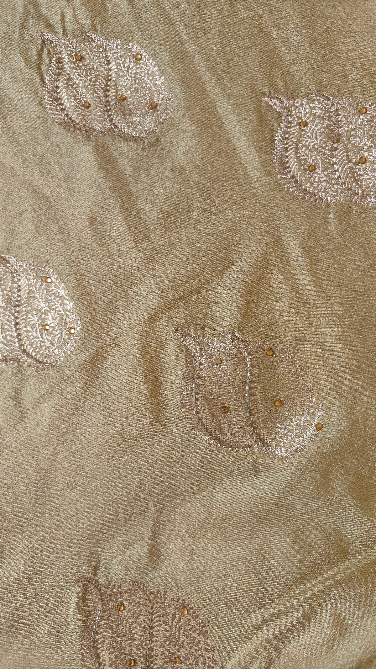 Creme Butter Crepe Handwork Saree