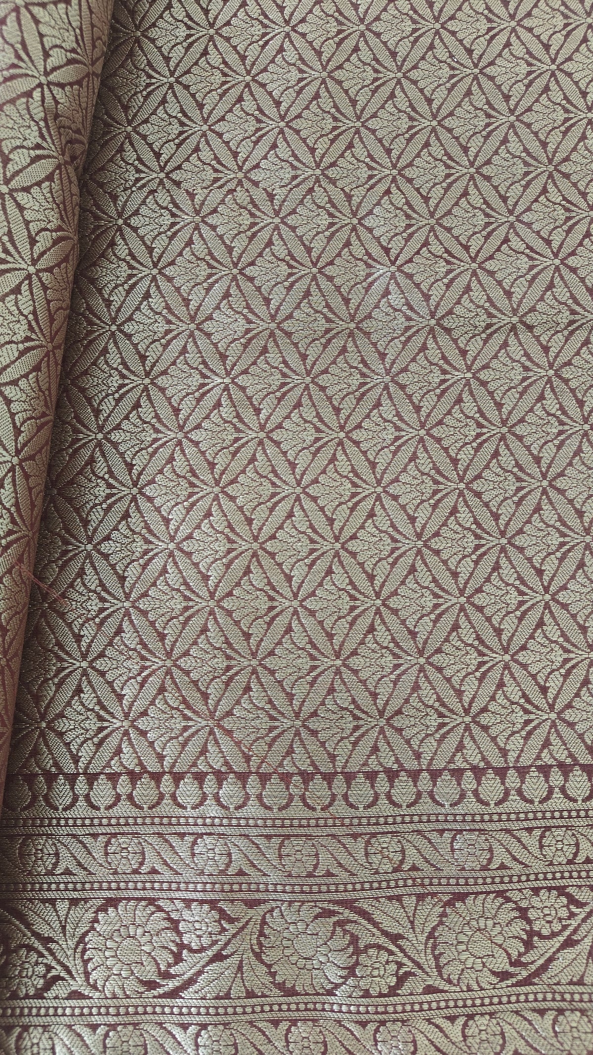 Wine Georgette Banarasi Weave