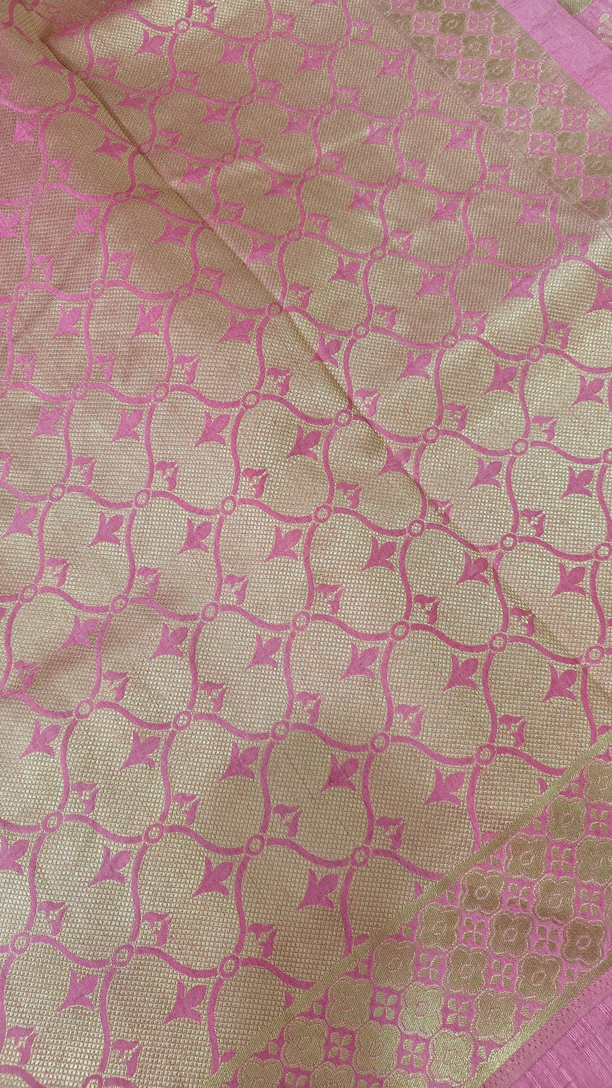 Pink Raw Silk Motif Saree