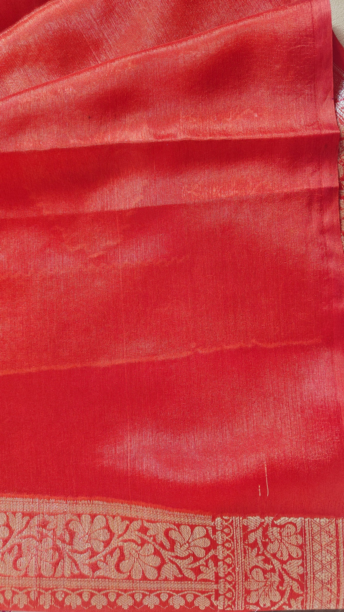 Orange Magenta Banarasi Soft Silk