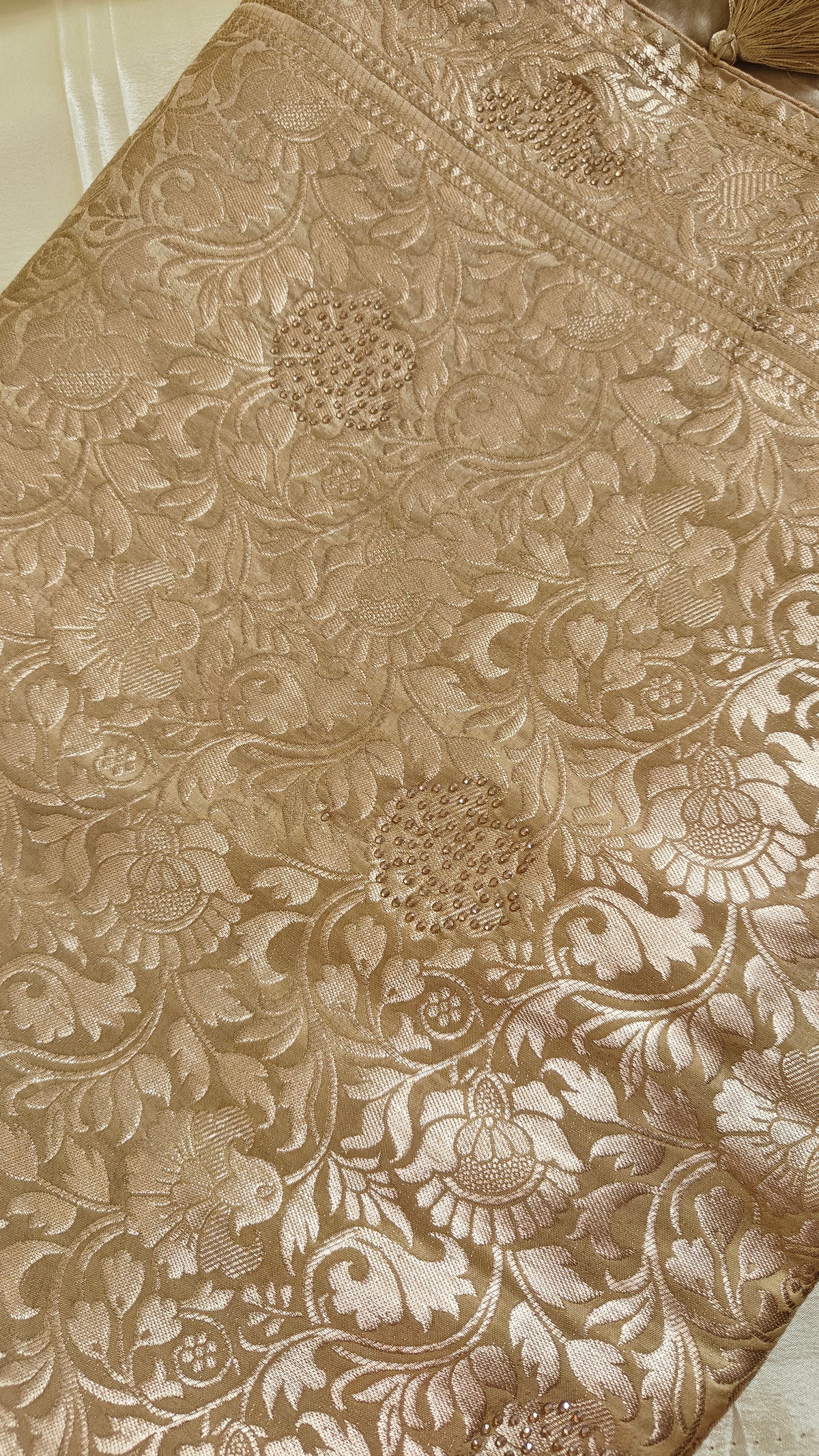 Cream Butter Crepe Designer Saree
