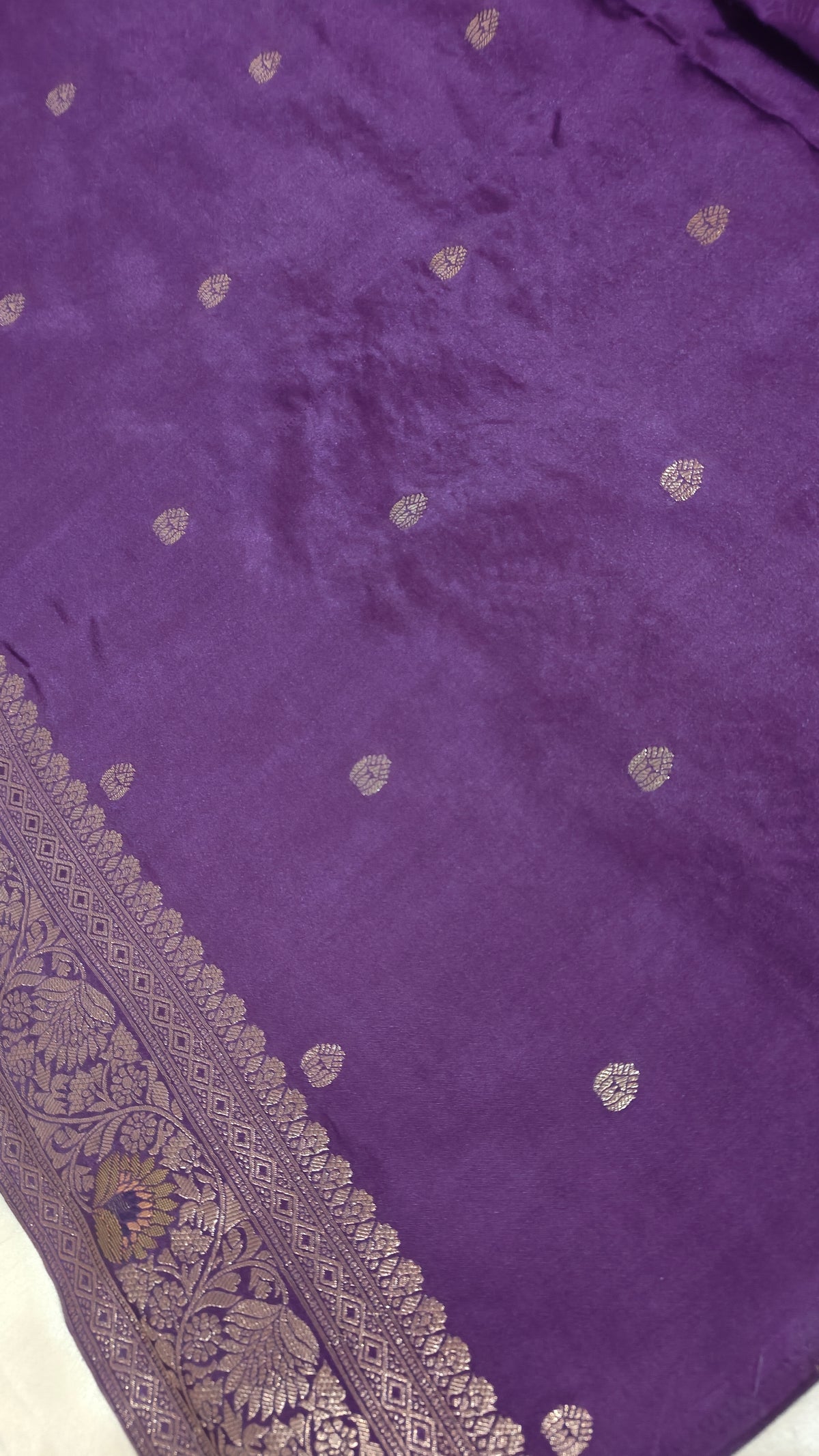 Purple Banarasi Silk Birds Jaal