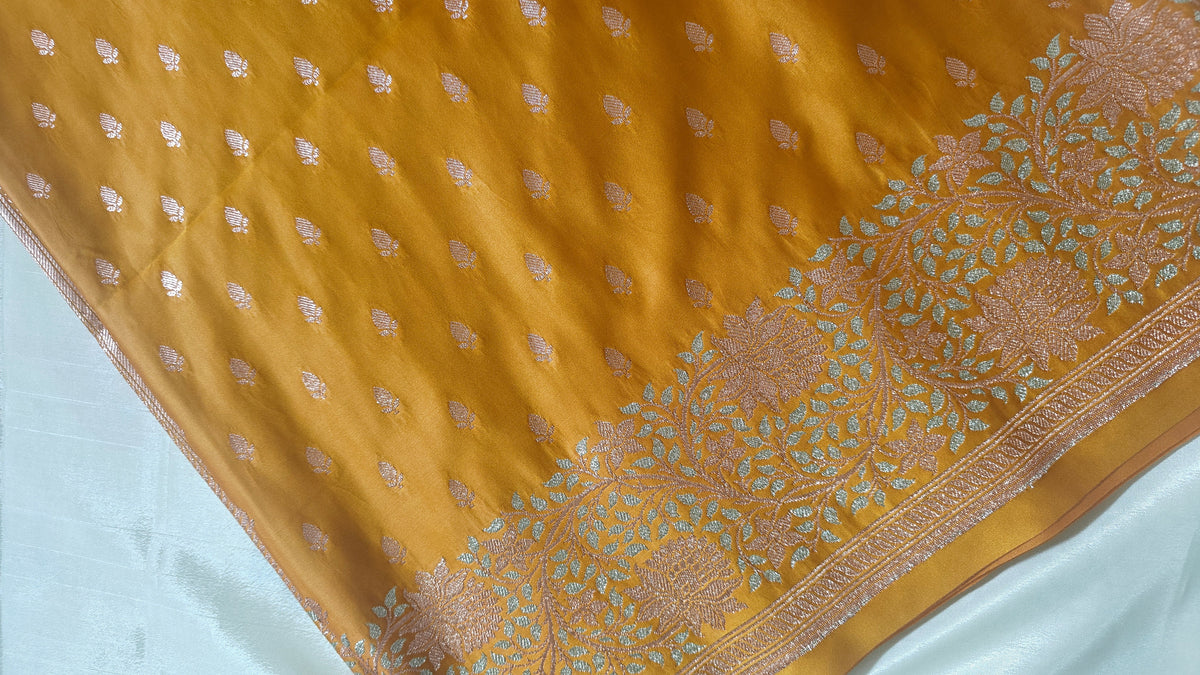 Mustard Meenakari Katan Silk