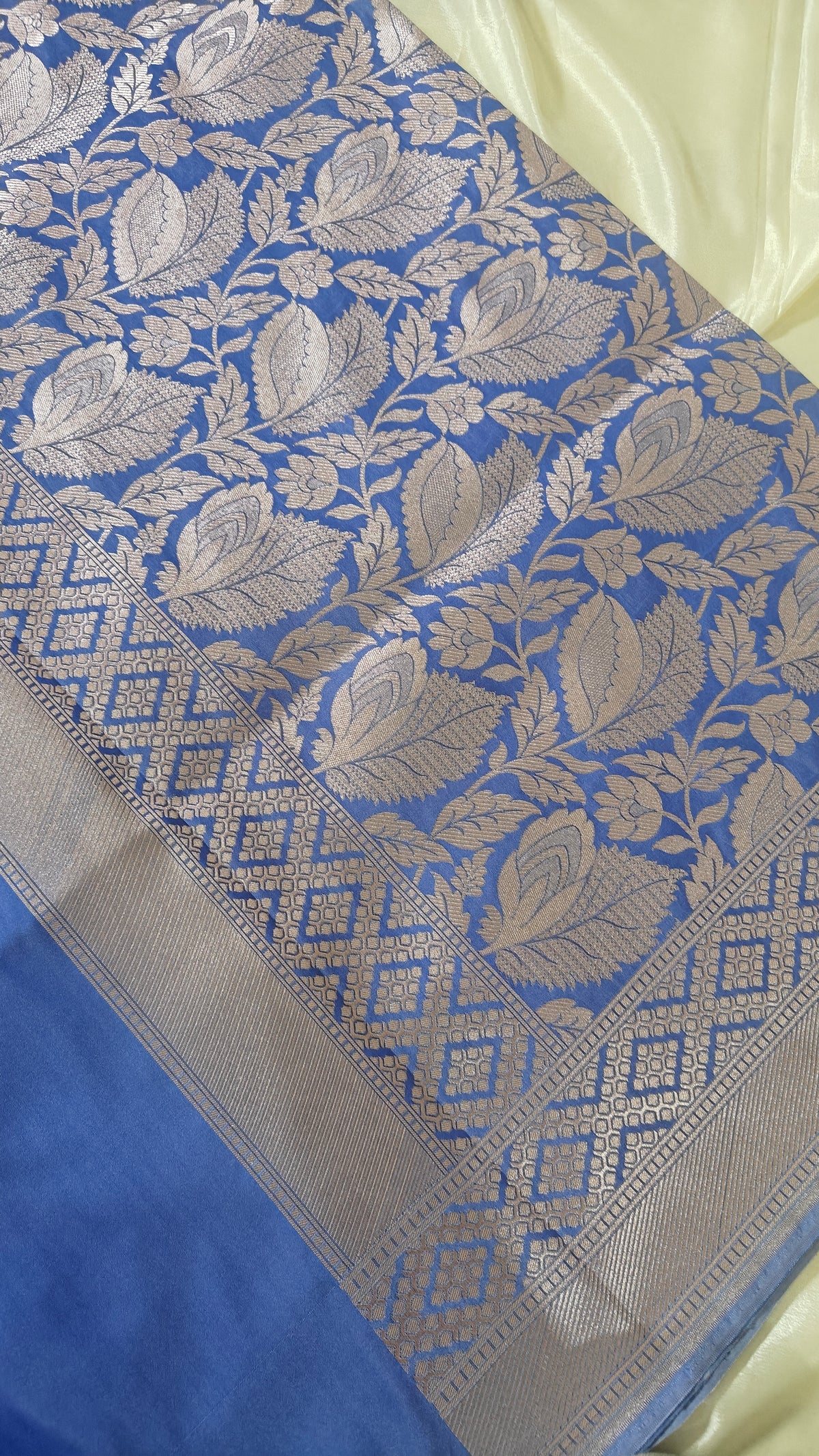 Lavender  Floral Jaal Katan Silk