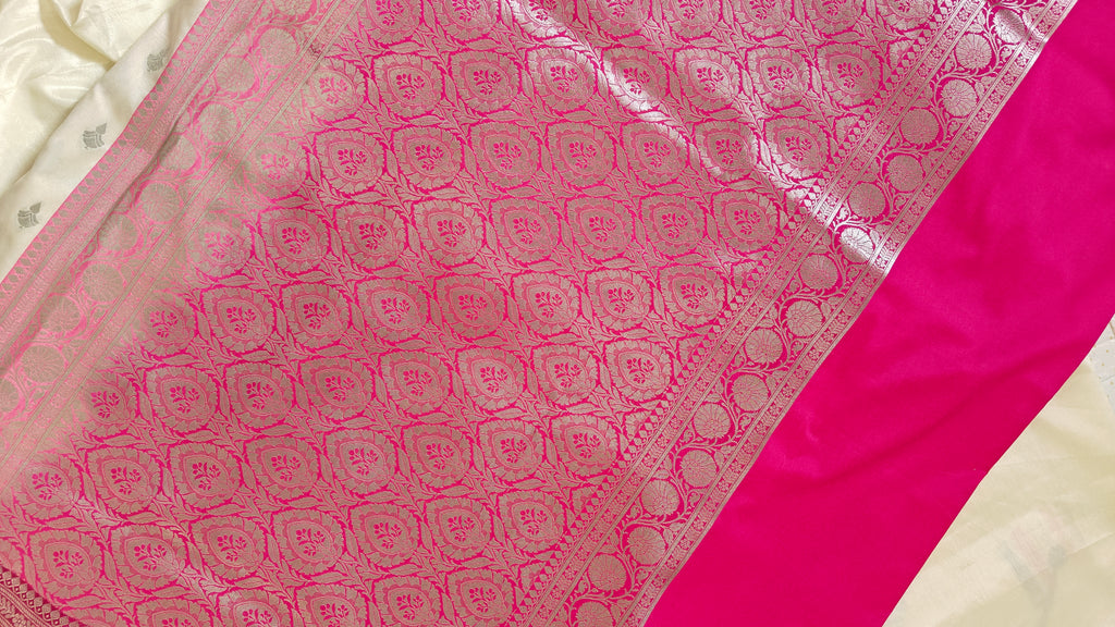 Baby Pink and white Silk Saree