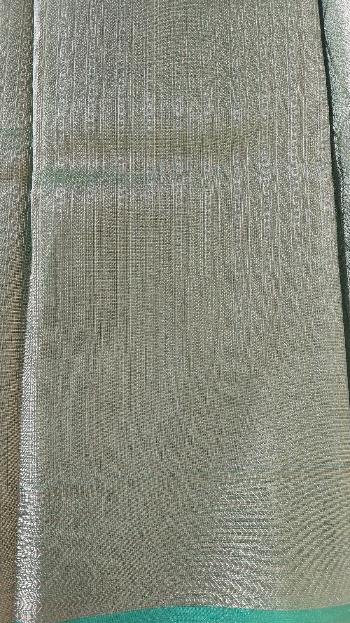 Sea green Tissue Leaf Saree