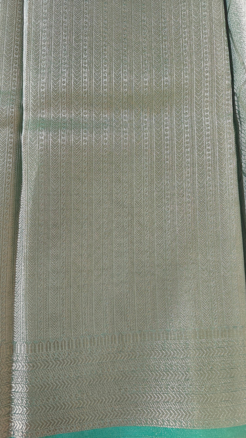 Sea green Tissue Leaf Saree