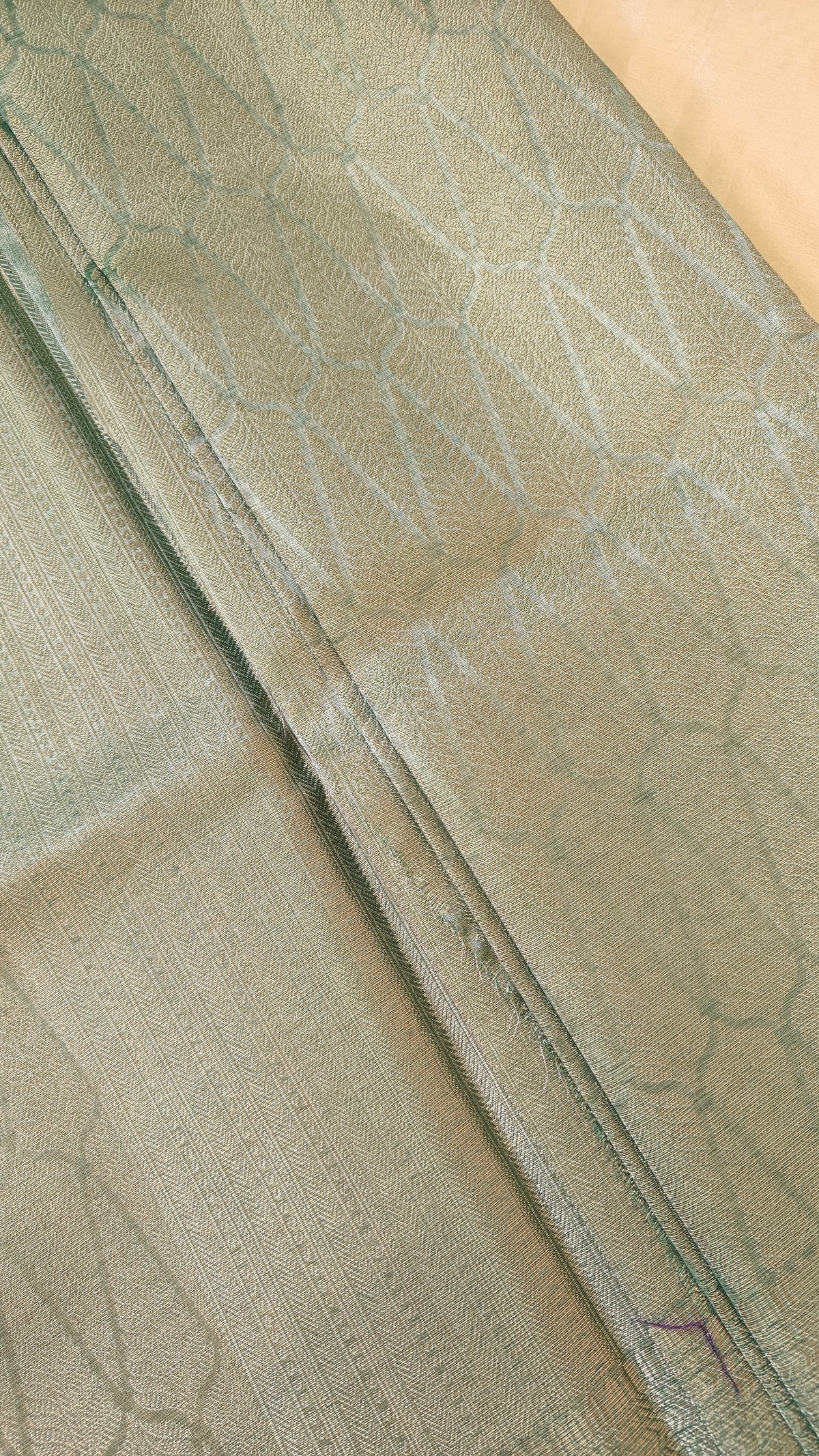 Sea green Tissue Leaf Saree