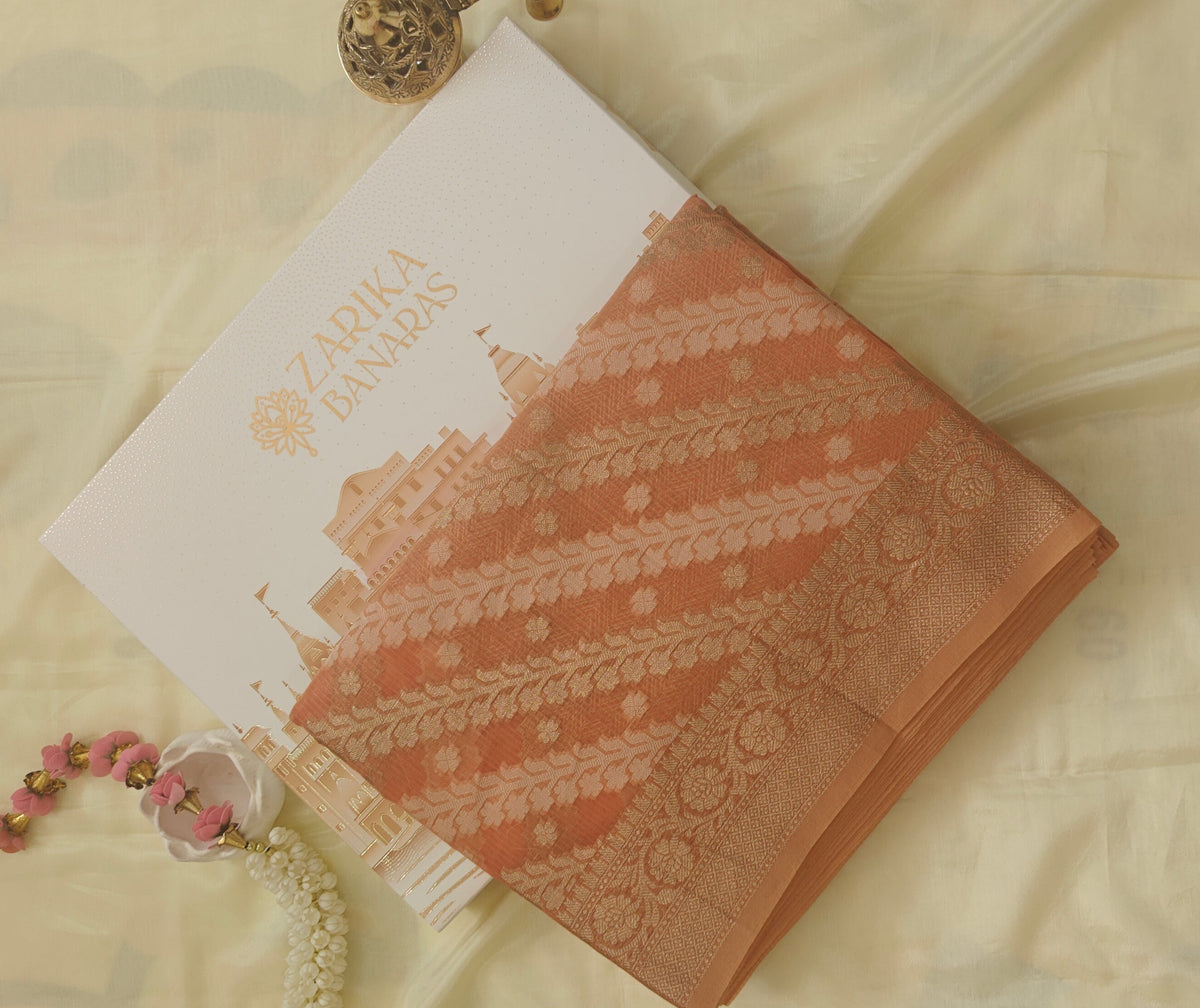 Peach Kota Cotton Saree