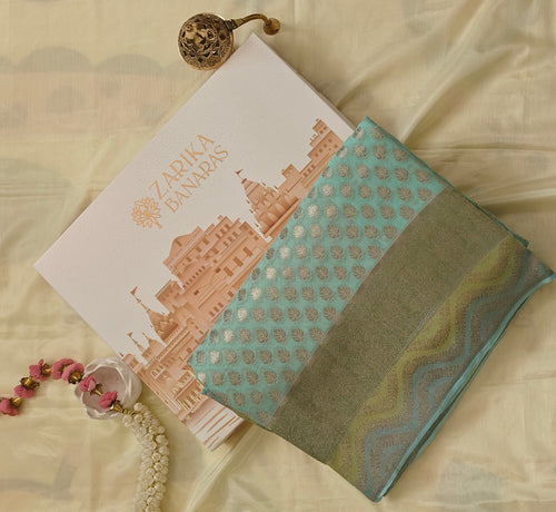 Aqua Blue Georgette Saree Hand-Brush