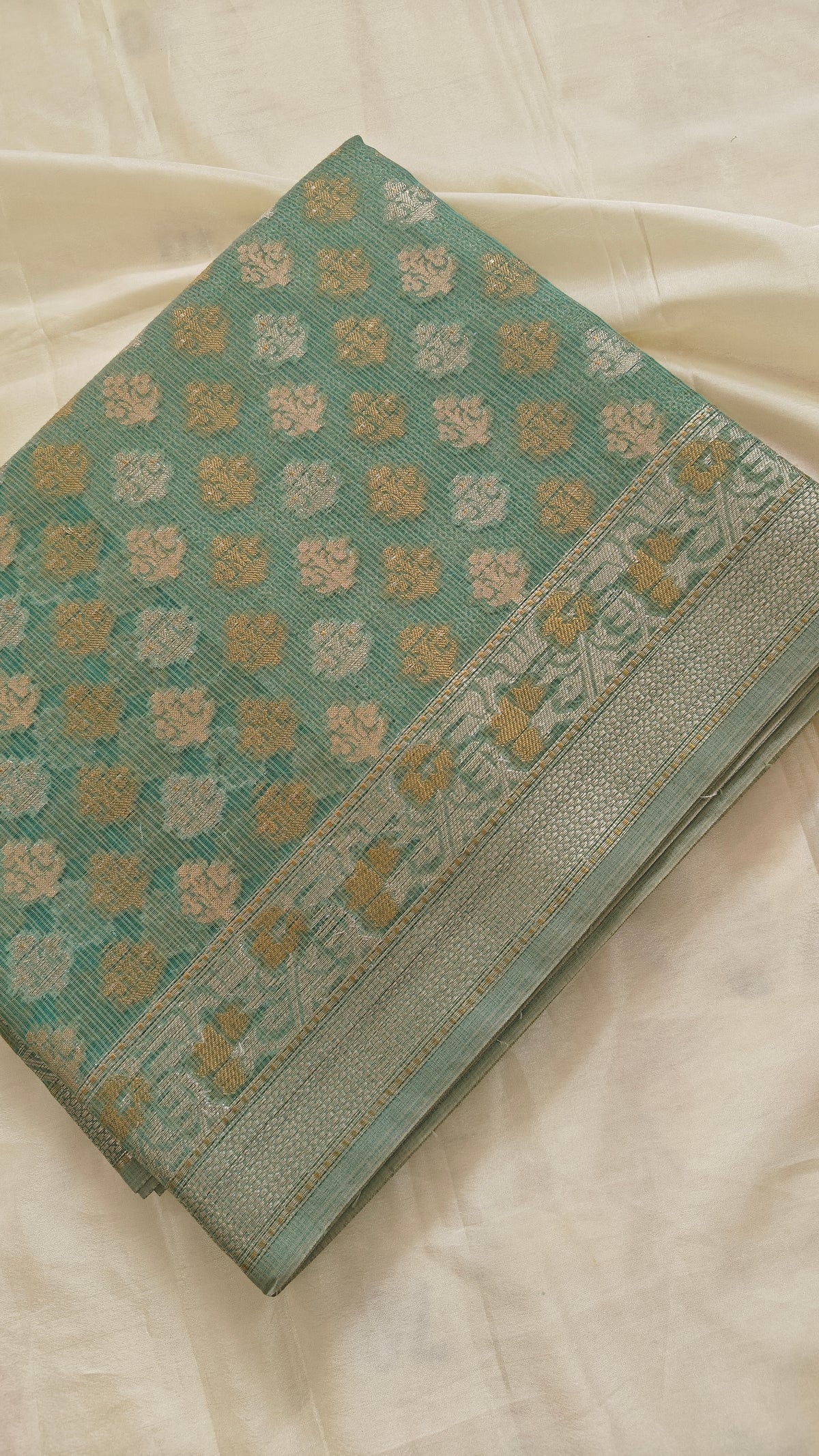 Sea Green Kota Cotton Saree