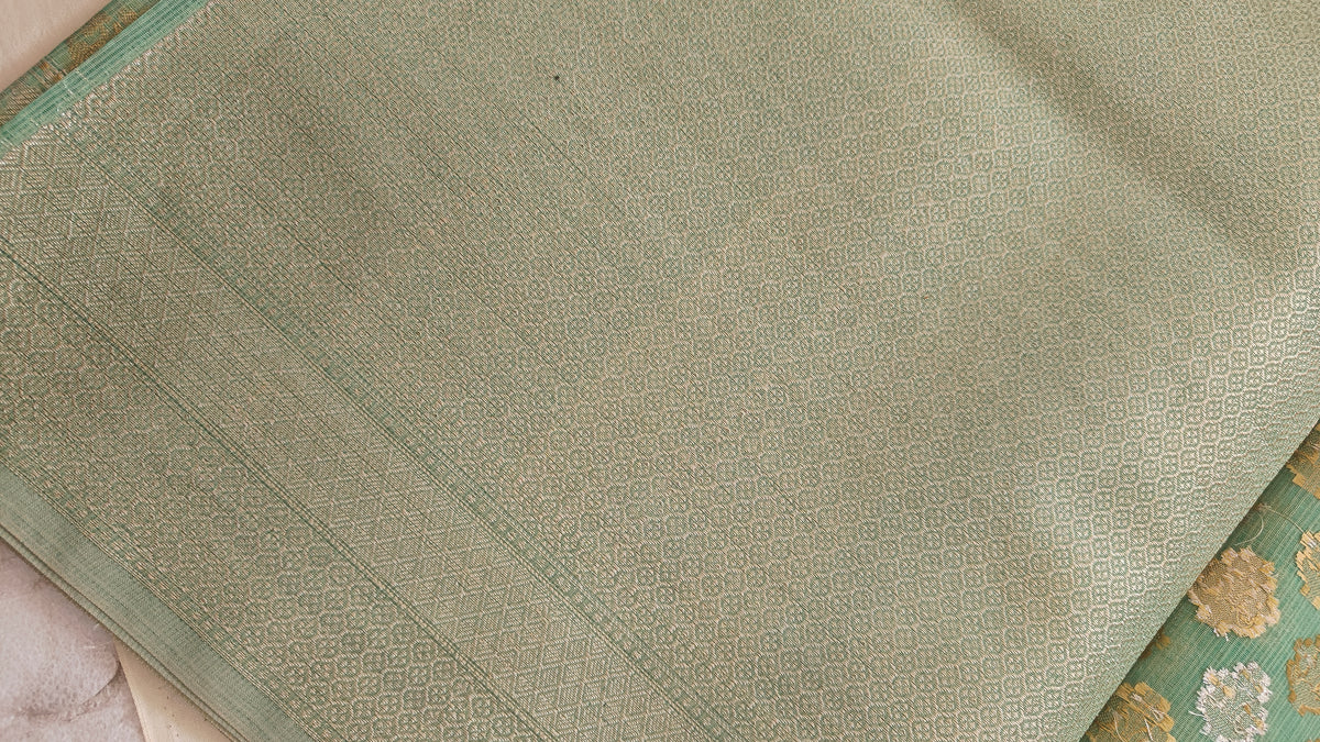 Green Kota Cotton Zari Saree
