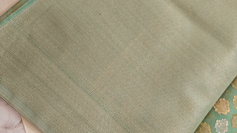Green Kota Cotton Zari Saree