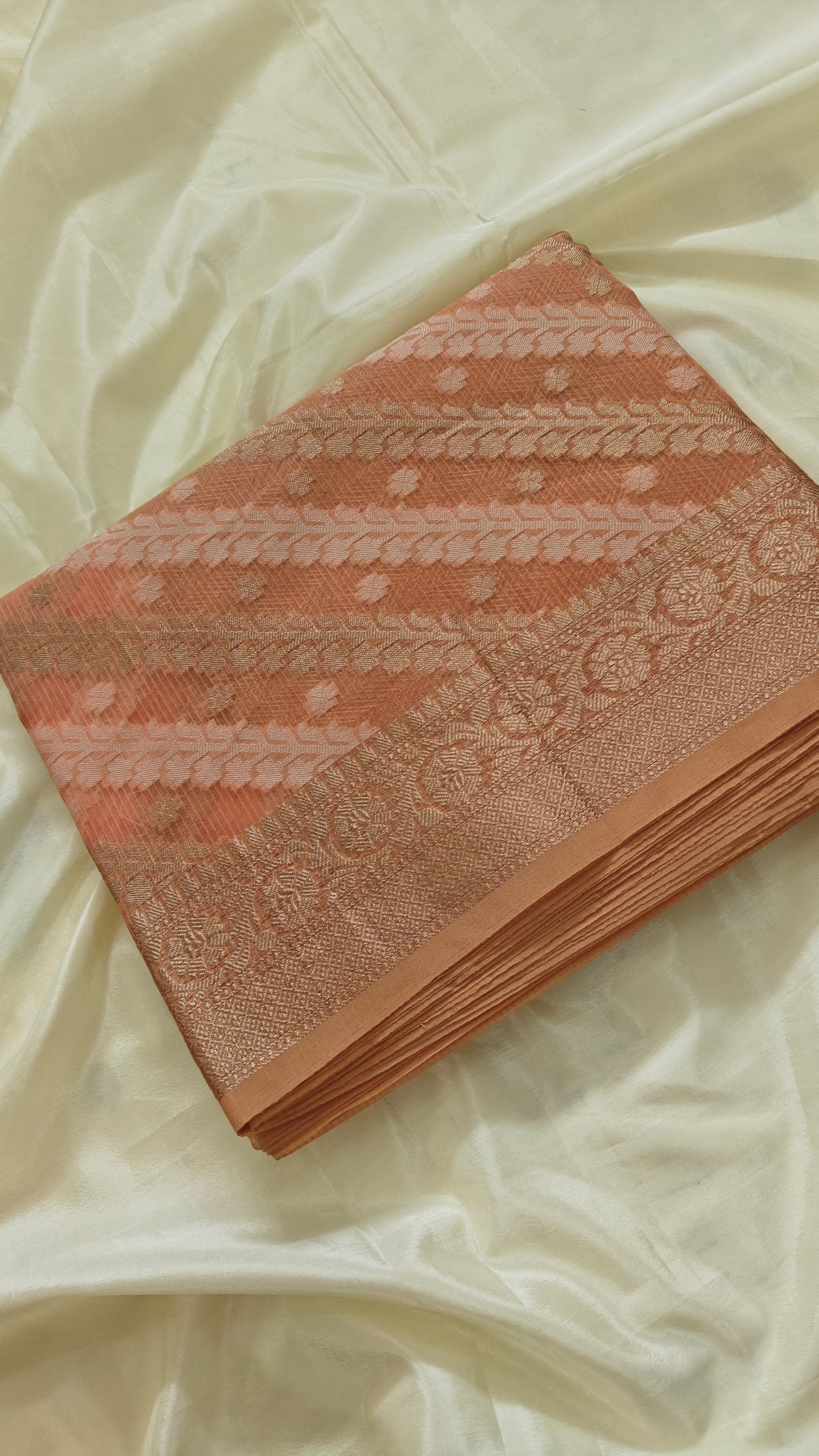 Peach Kota Cotton Saree