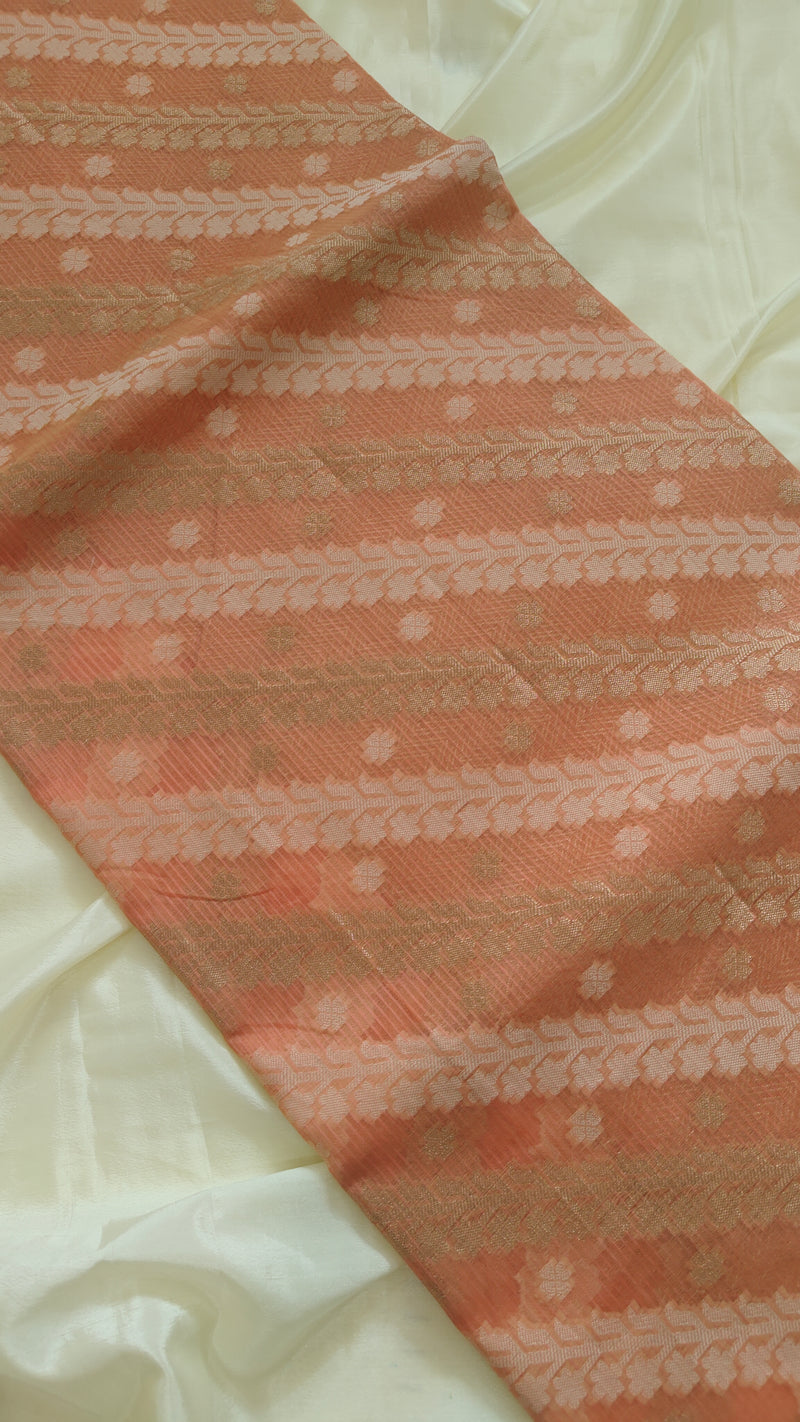 Peach Kota Cotton Saree