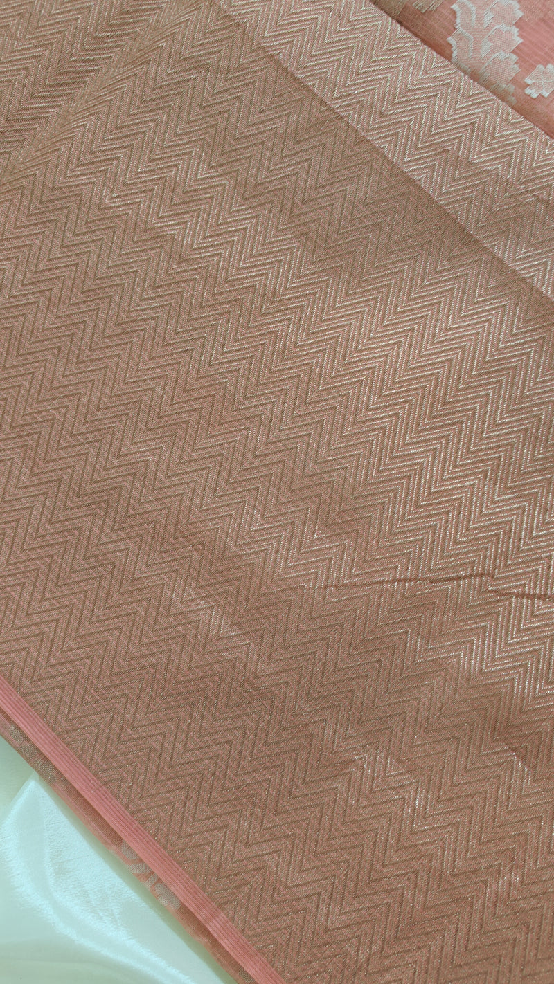 Peach Kota Cotton Saree