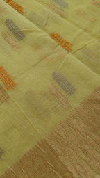 Pista Green Crushed Cotton Saree