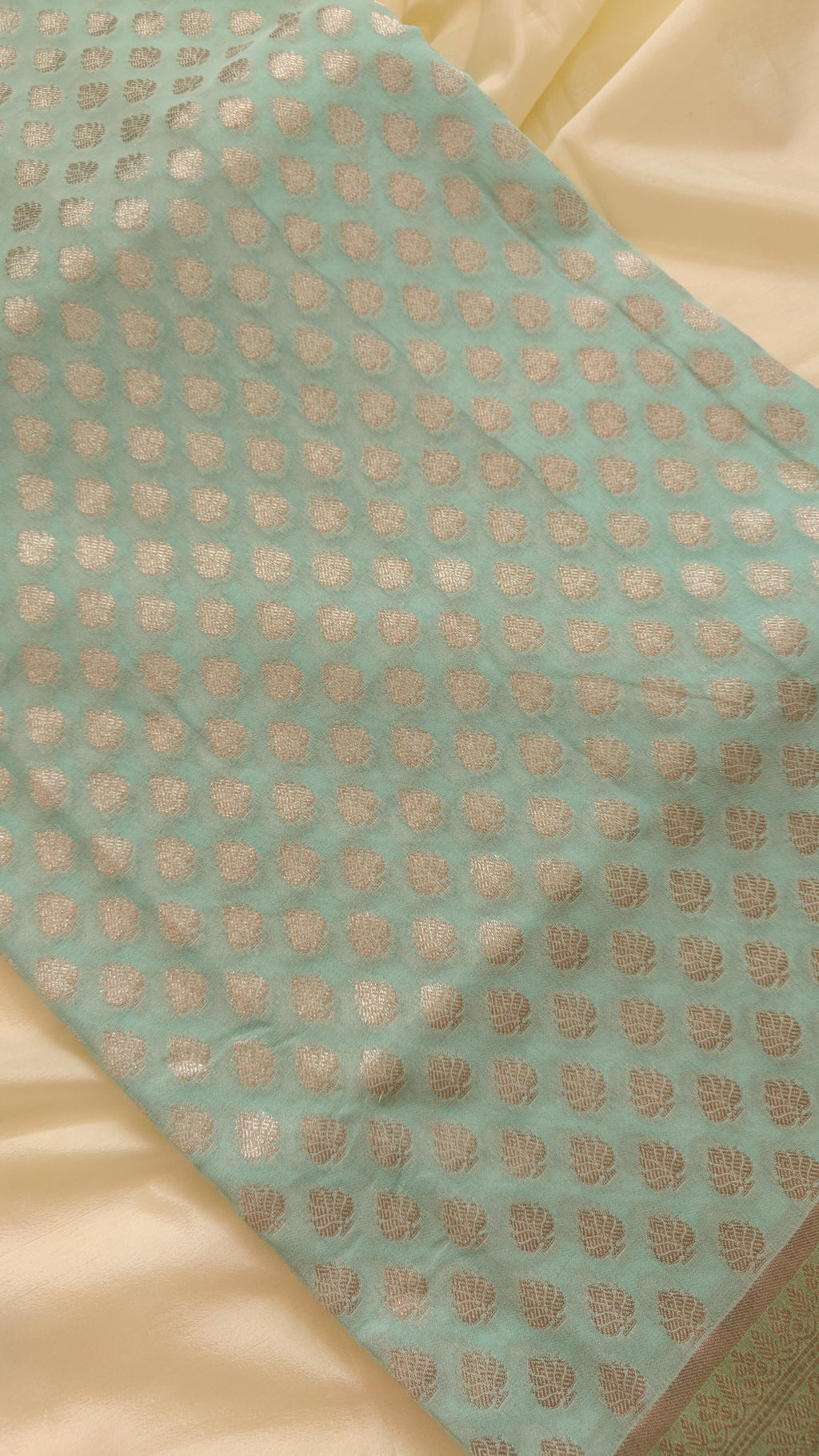 Aqua Blue Georgette Saree Hand-Brush