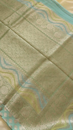 Aqua Blue Georgette Saree Hand-Brush