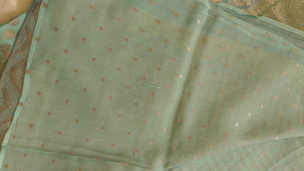 Aqua Blue Georgette Saree Hand-Brush