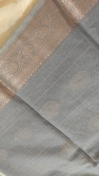 Grey Linen Booti Zari Saree