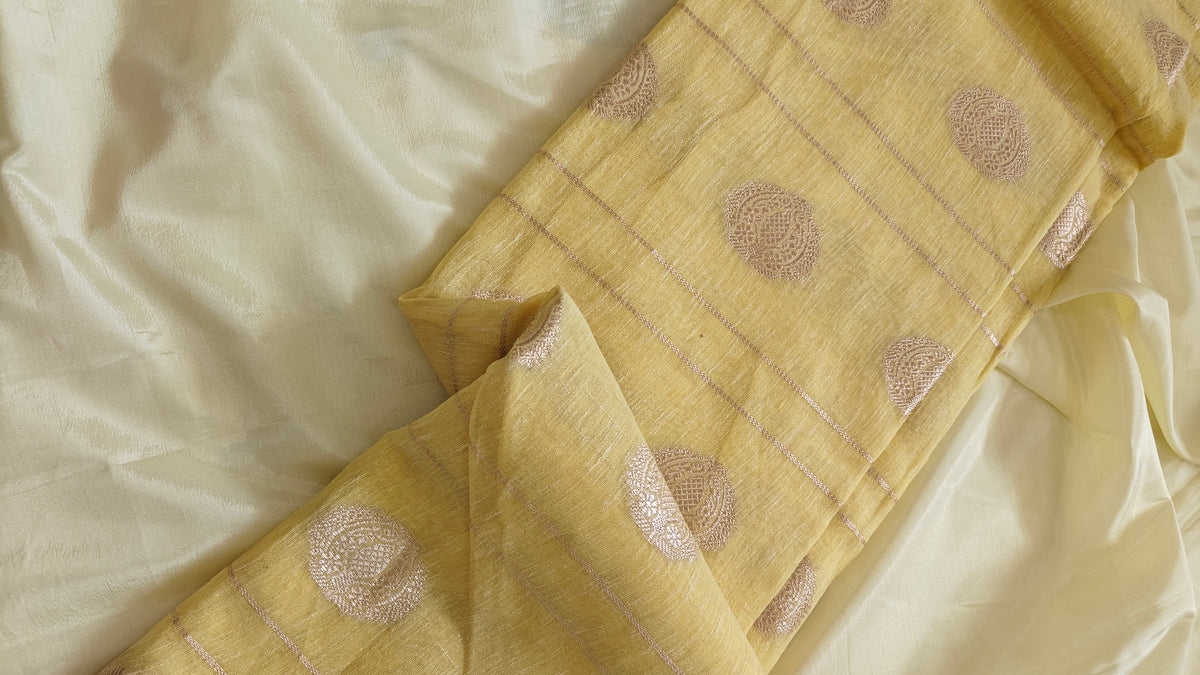 Light Lemon Zari Booti Saree