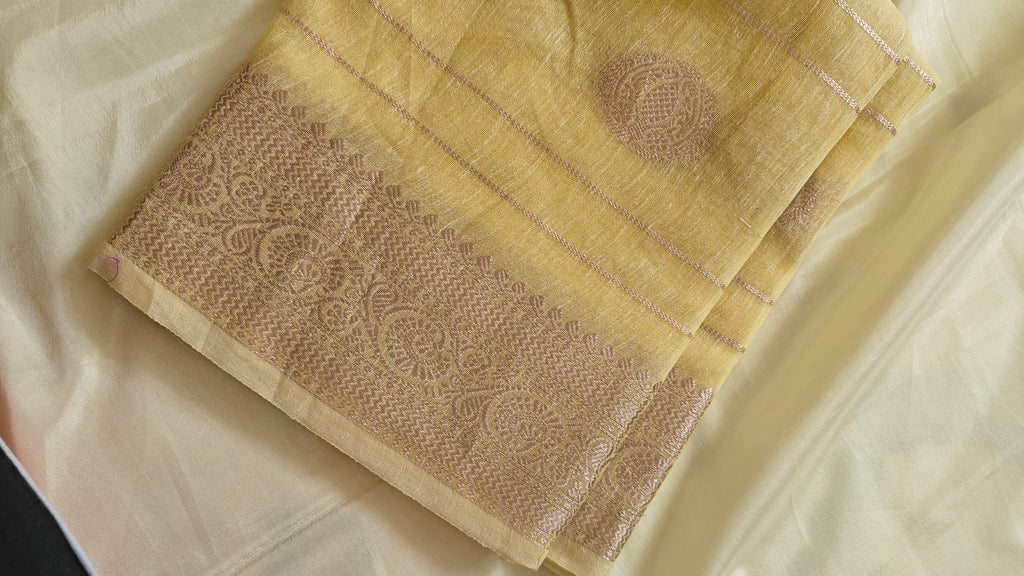Light Lemon Zari Booti Saree