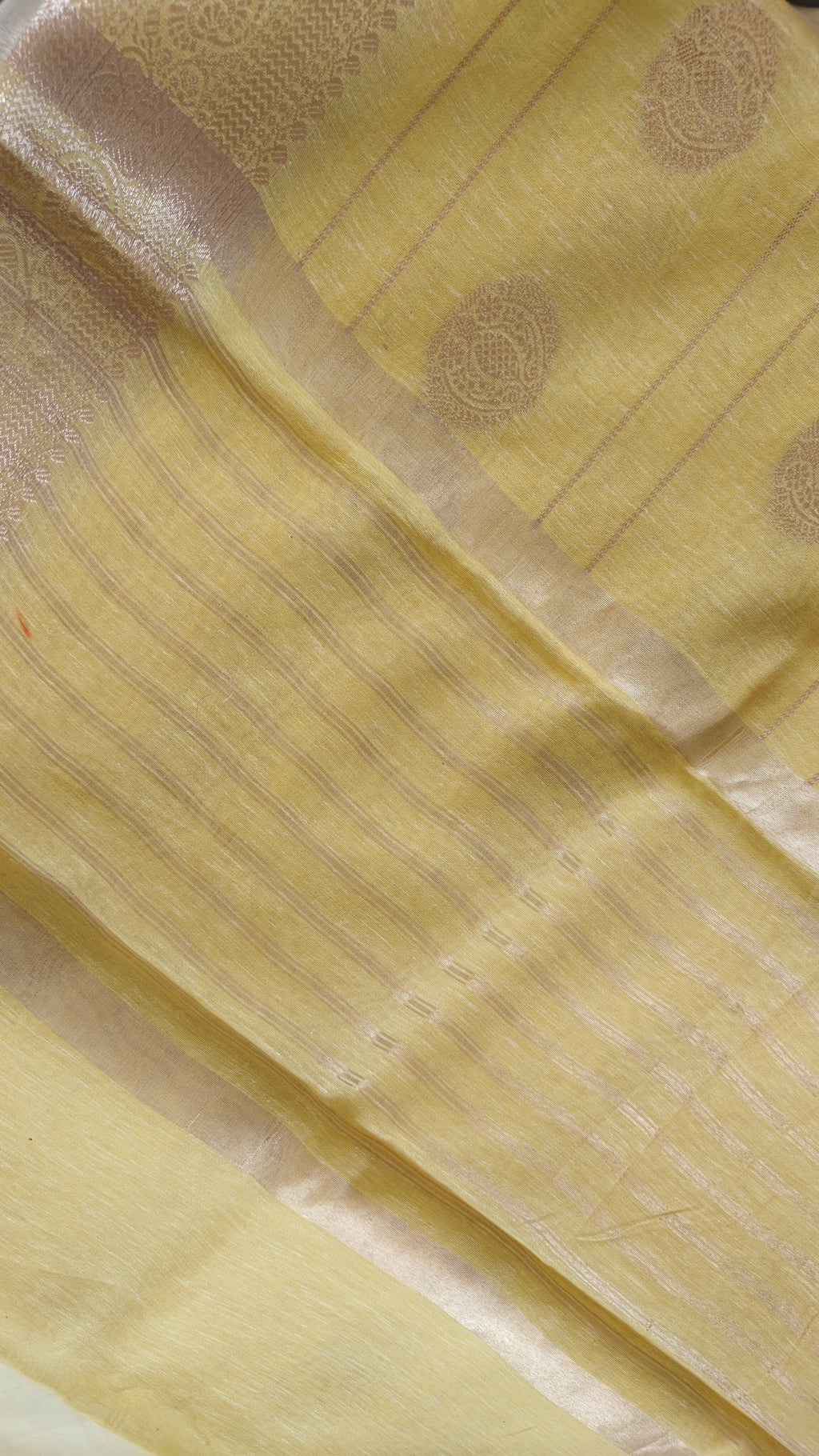 Light Lemon Zari Booti Saree