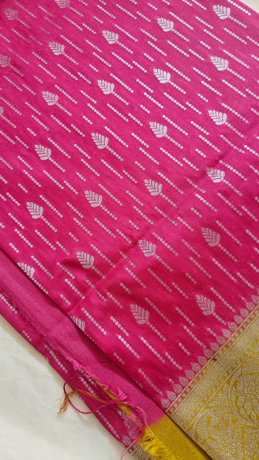 Magenta Pink  Golden Yellow Georgette Saree