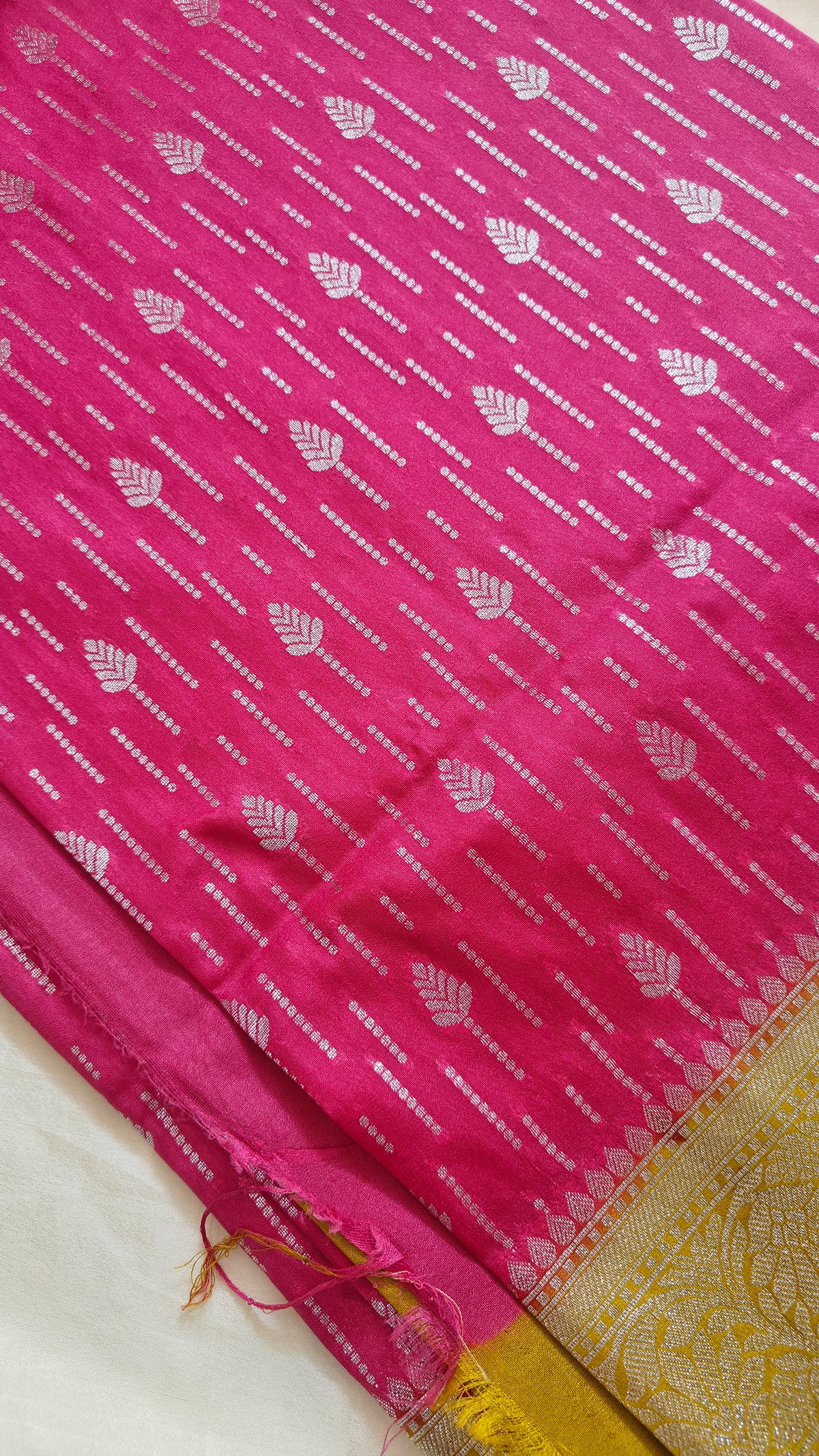 Magenta Pink  Golden Yellow Georgette Saree