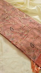 Peach Linen Zari Saree