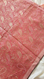Peach Linen Zari Saree