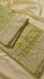 Parrot Thread Work Organza Saree