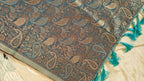 Linen Aqua Blue Zari Saree