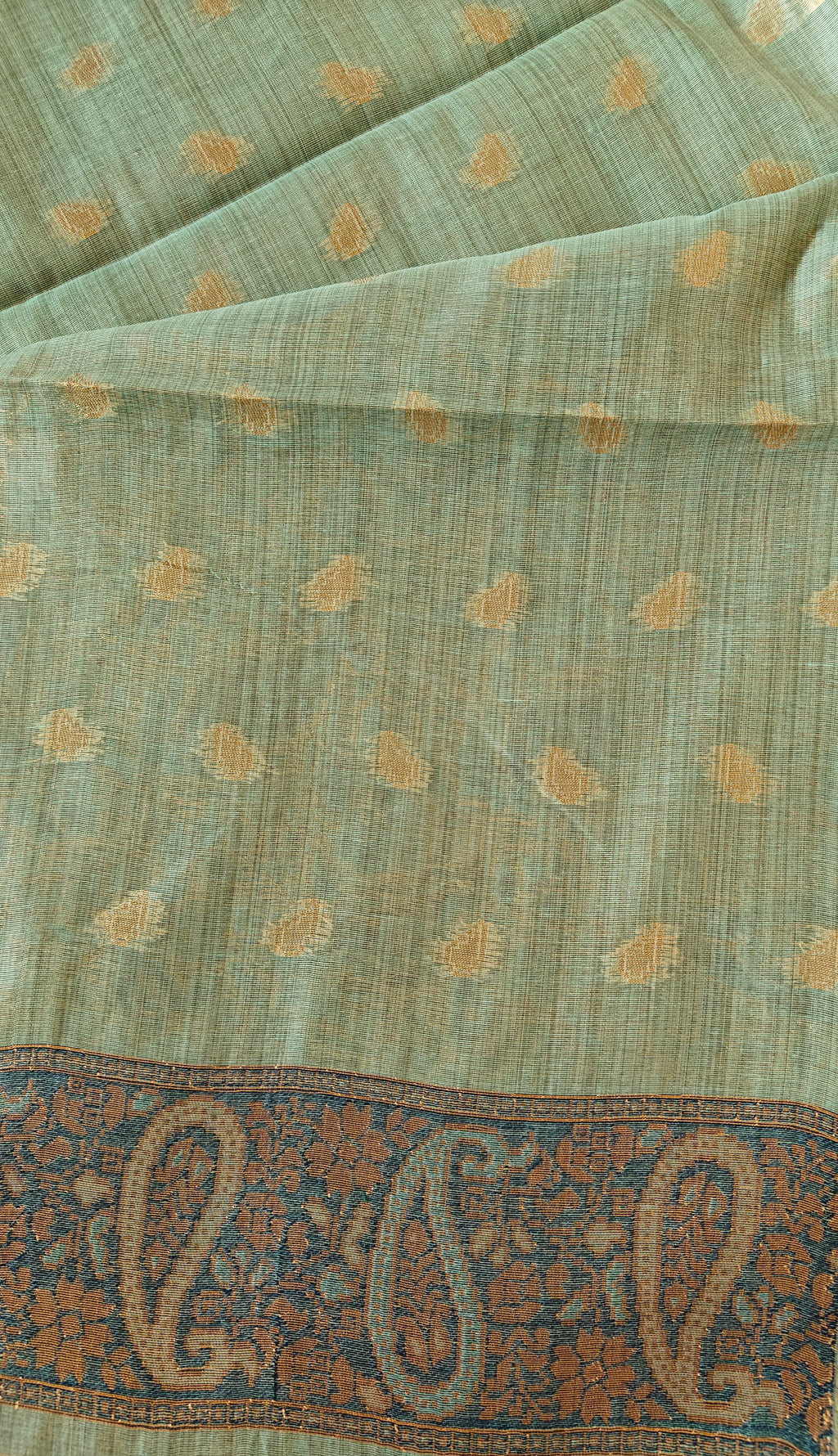 Linen Aqua Blue Zari Saree
