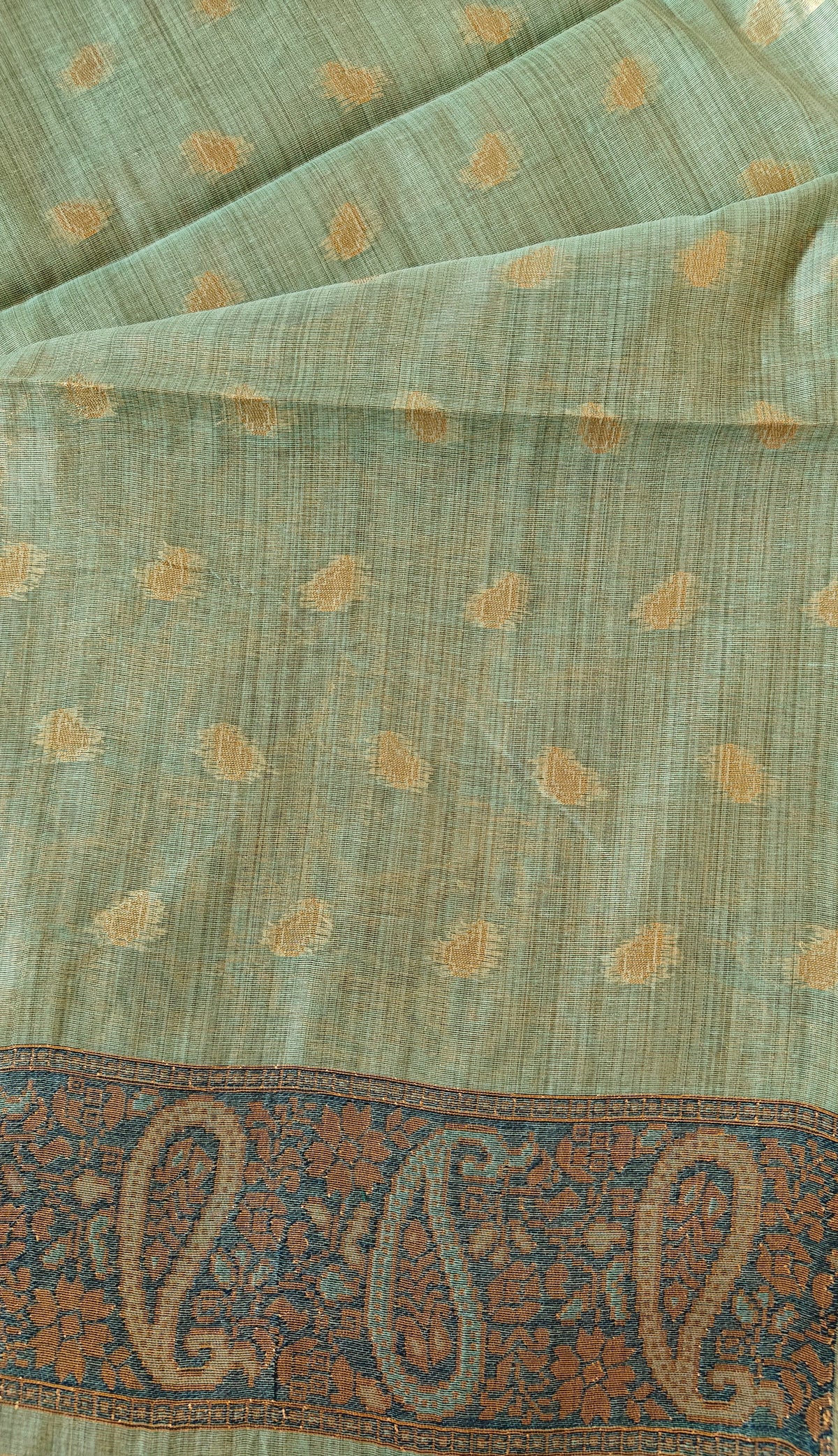 Linen Aqua Blue Zari Saree