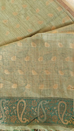 Pista Green Linen Saree Zari Jaal Work