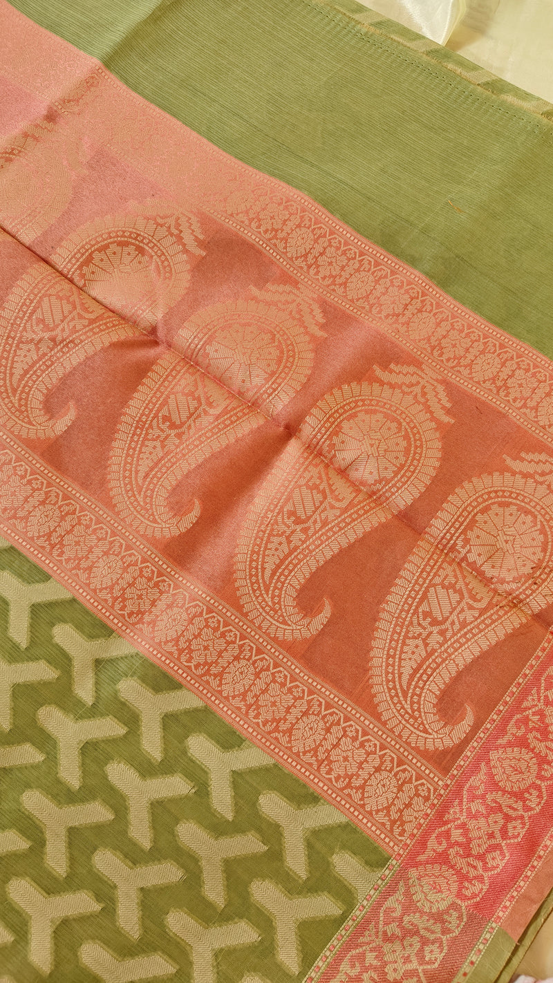 Parrot Cotton Thread work Saree