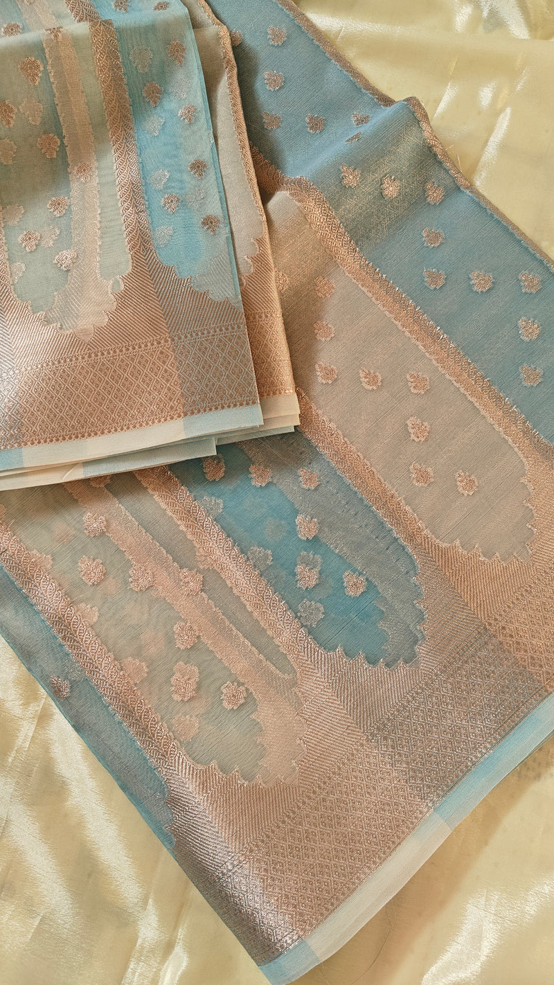 Light Blue Pastel Organza Saree
