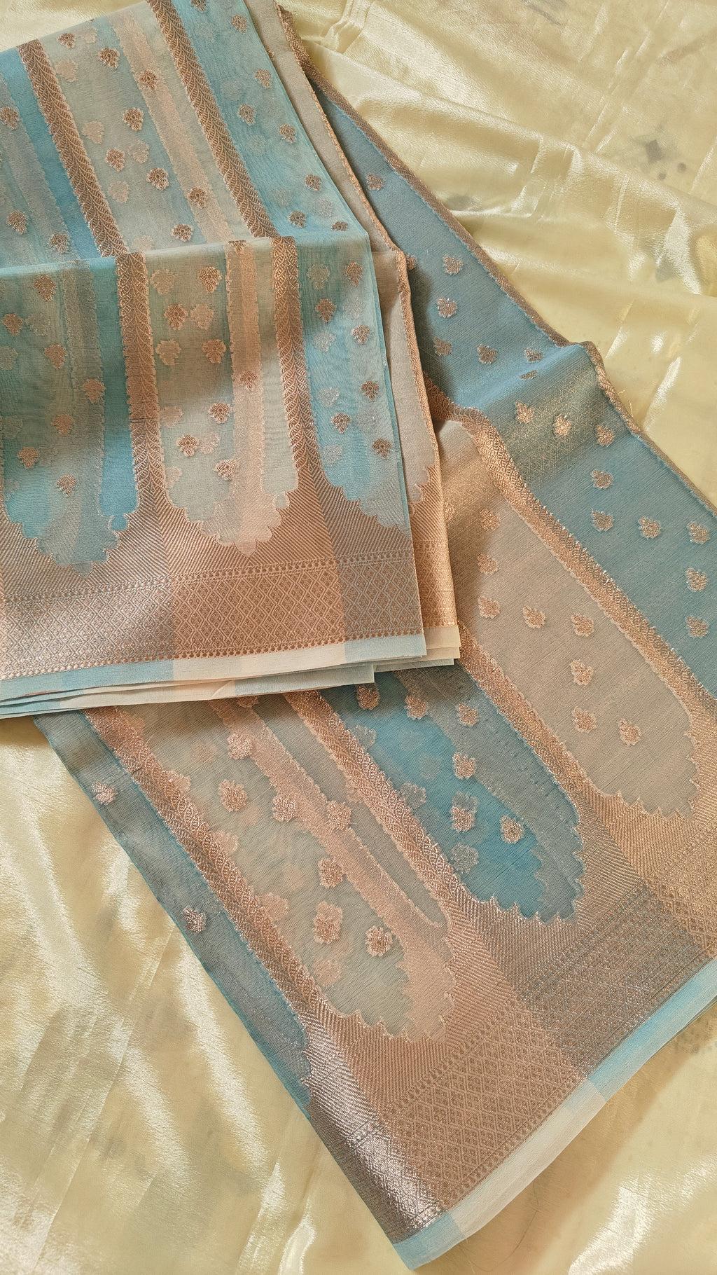 Light Blue Pastel Organza Saree