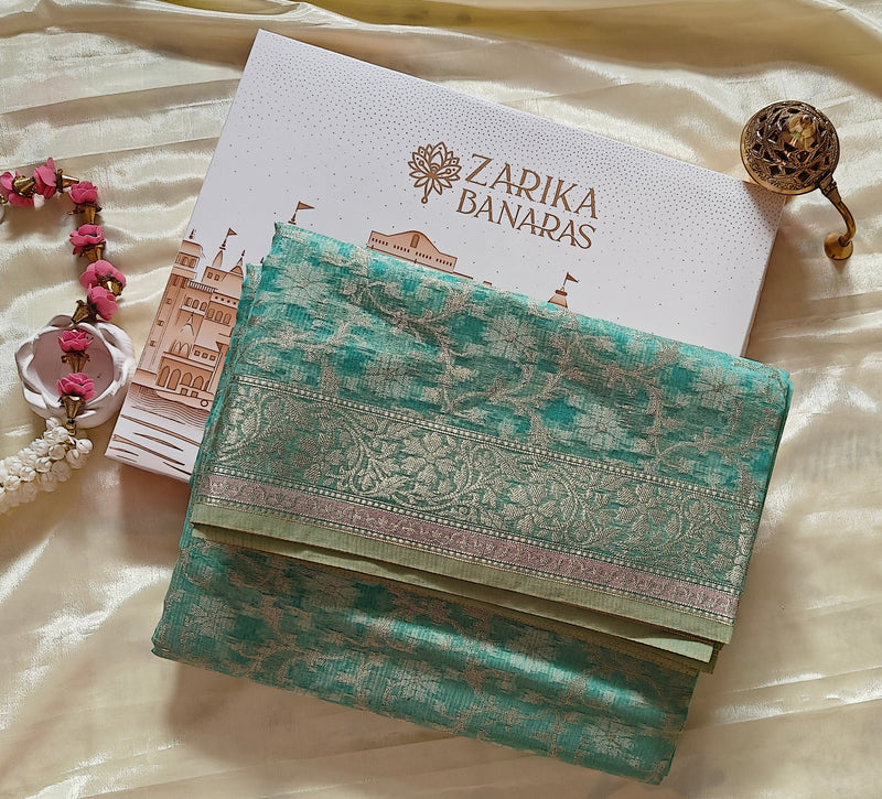 Sea Green Kota Cotton Saree