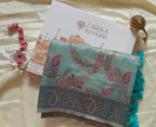 Linen Aqua Blue Zari Saree