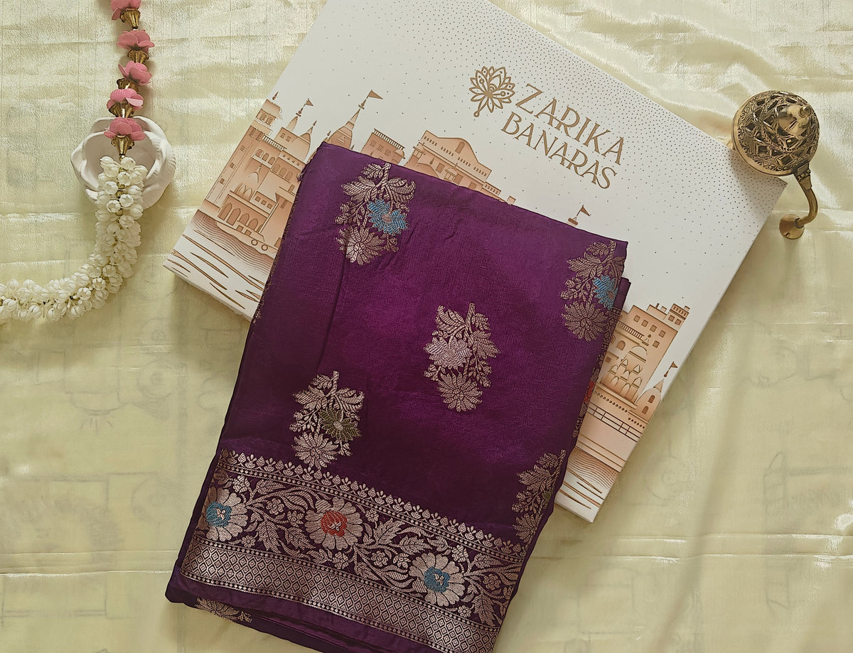 Purple Banarasi Meenakari Saree